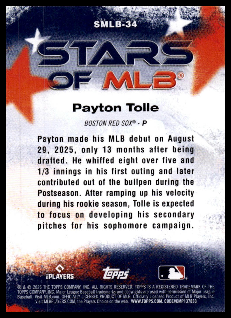 2026 Topps #SMLB-34 Payton Tolle Stars of MLB
