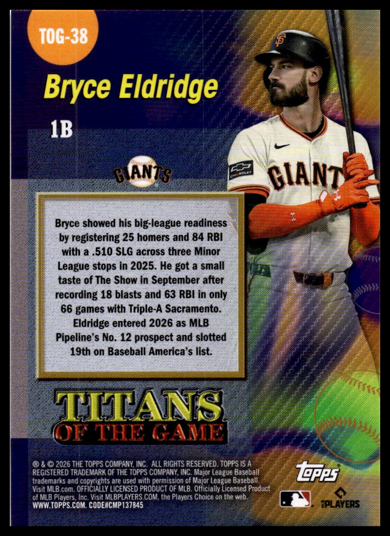 2026 Topps #TOG-38 Bryce Eldridge Titans of the Game