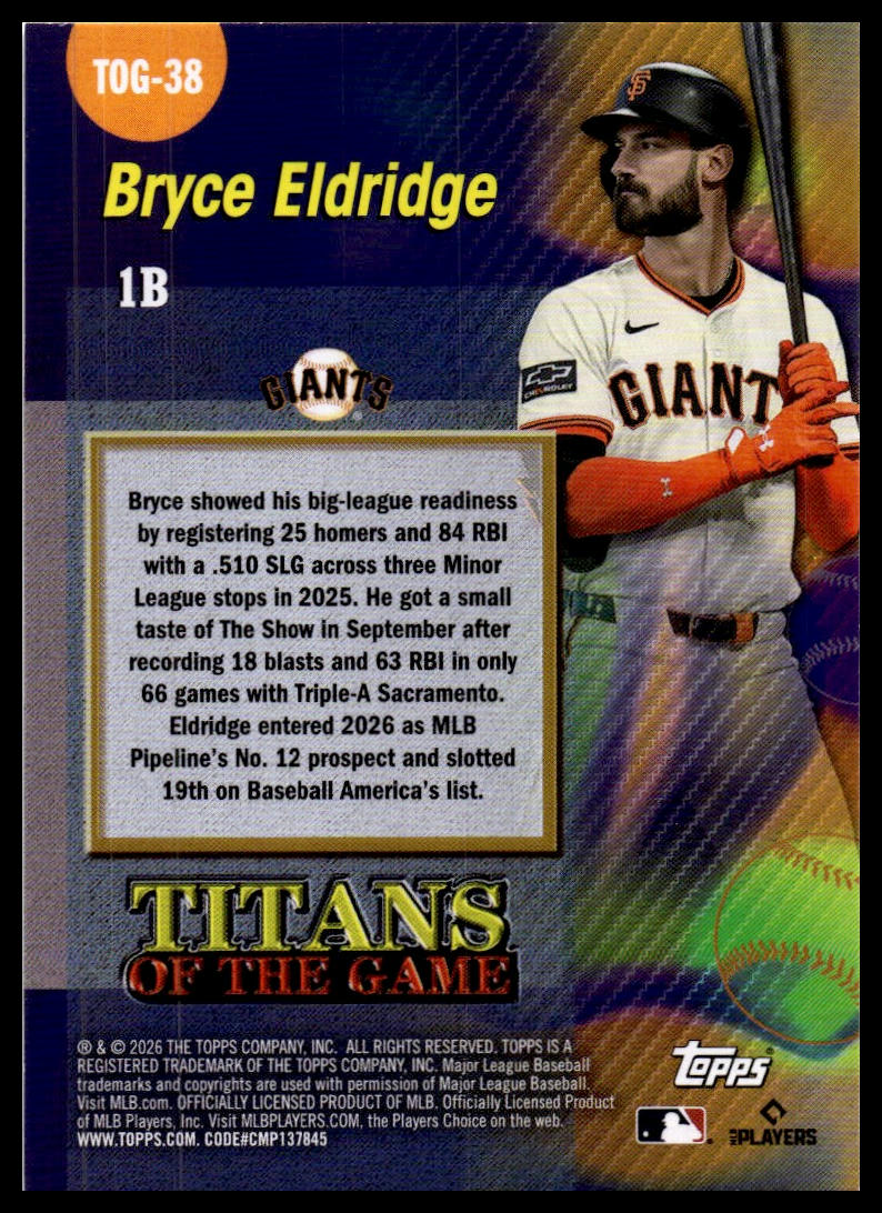 2026 Topps #TOG-38 Bryce Eldridge Titans of the Game
