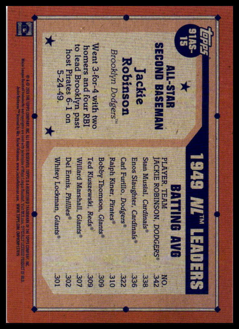 2026 Topps #91AS-15 Jackie Robinson 1991 All-Stars