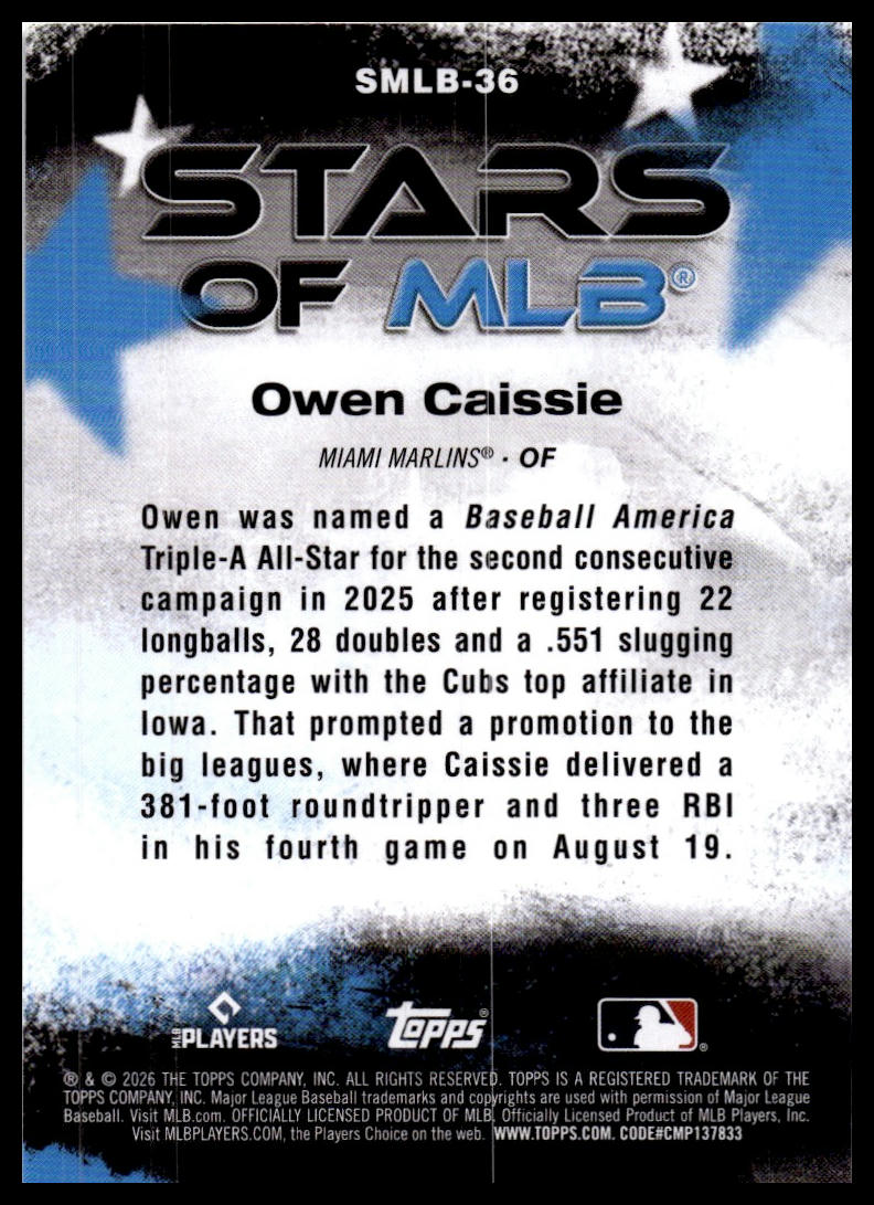 2026 Topps #SMLB-36 Owen Caissie Stars of MLB