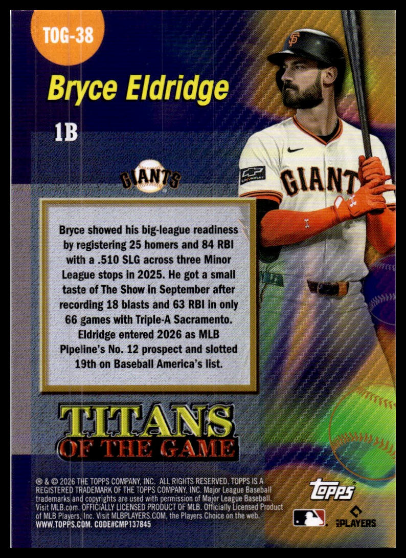 2026 Topps #TOG-38 Bryce Eldridge Titans of the Game
