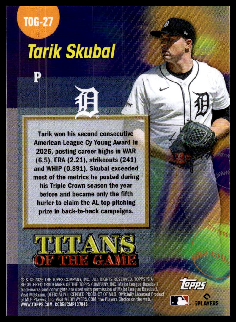 2026 Topps #TOG-27 Tarik Skubal Titans of the Game