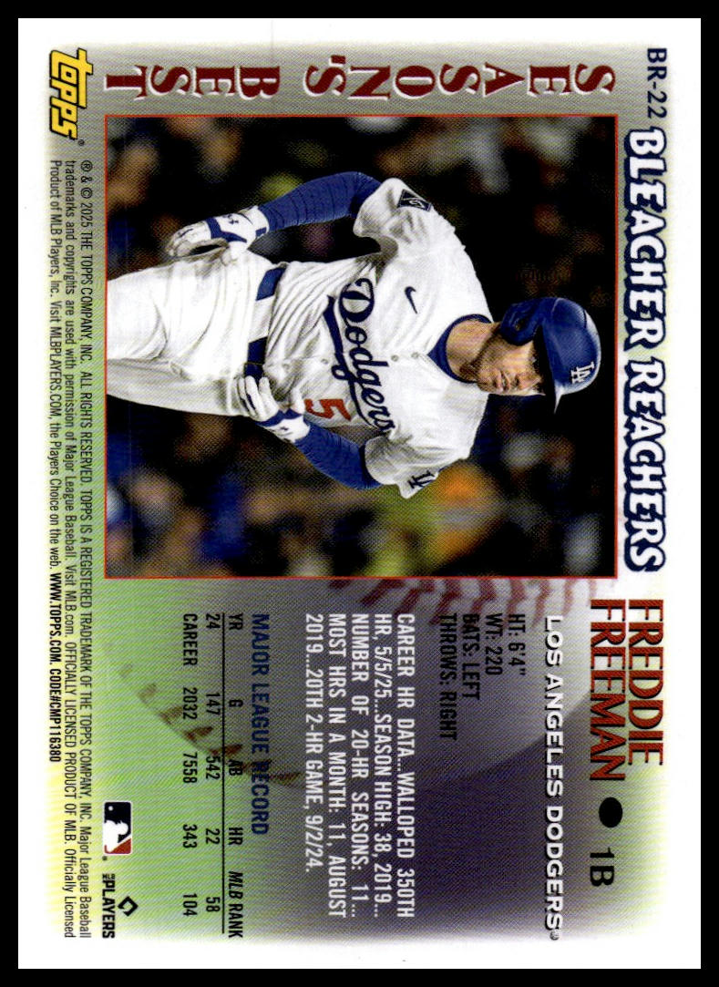 2025 Topps Update #BR-22 Freddie Freeman Bleacher Reachers