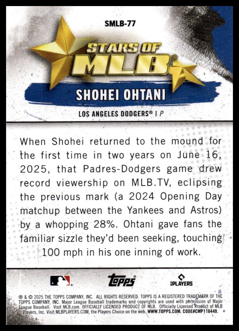 2025 Topps Update #SMLB-77 Shohei Ohtani Stars of MLB