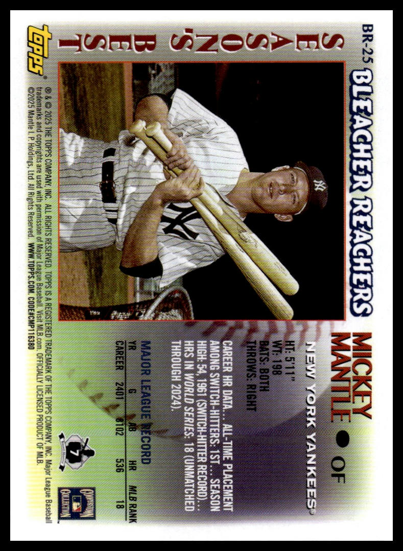 2025 Topps Update #BR-25 Mickey Mantle Bleacher Reachers