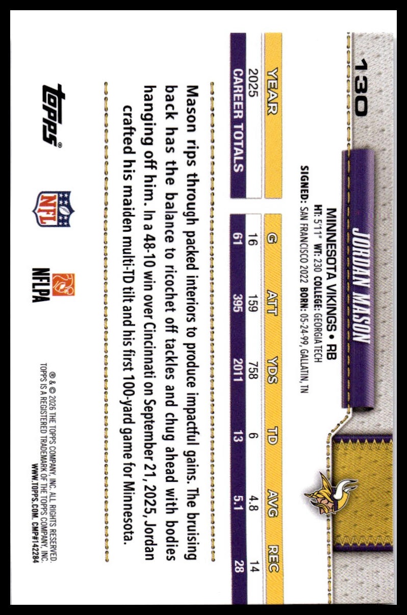 2026 Topps Flagship #130 Jordan Mason Holo Foil