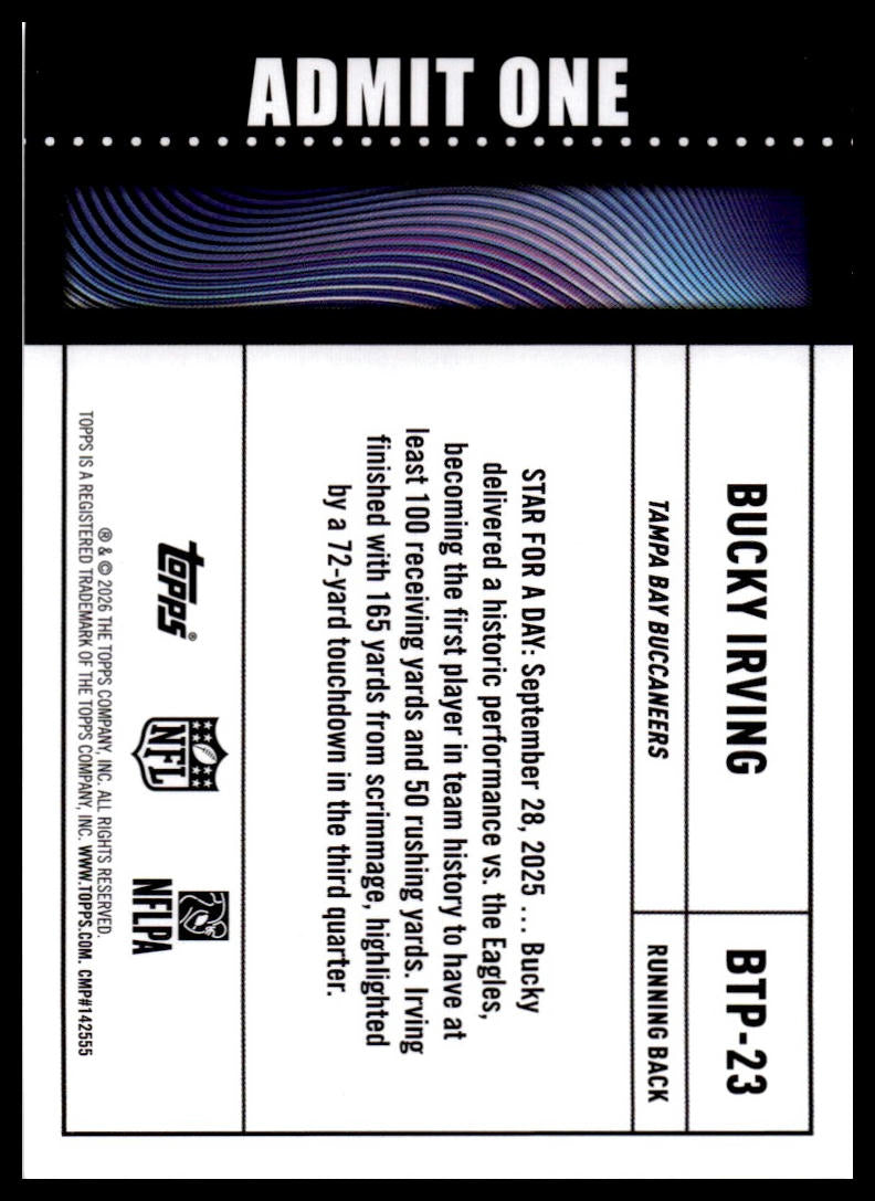 2026 Topps Flagship #BTP-23 Bucky Irving Big Ticket Players