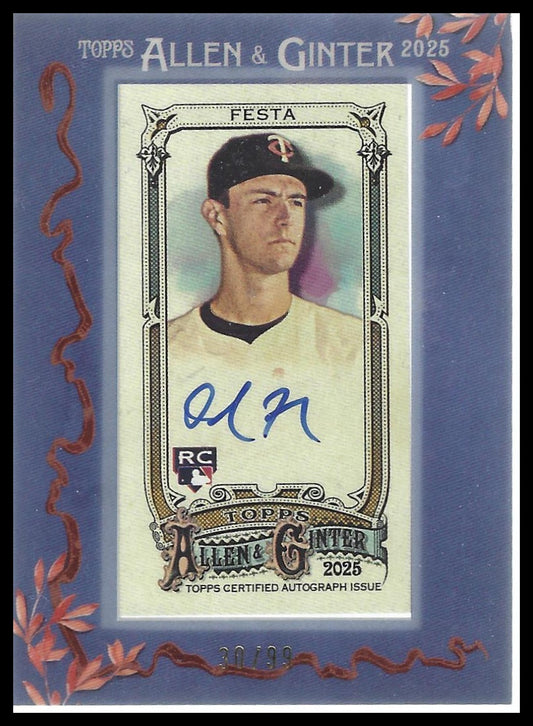 2025 Topps A&G #MA-DF David Festa Framed Mini Baseball Auto Blue Framed #/99
