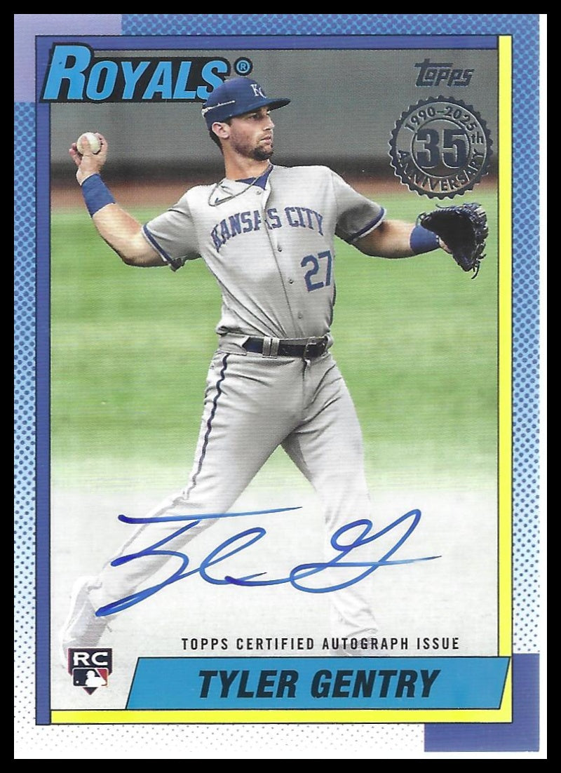 2025 Topps Update #90B2-TGE Tyler Gentry 1990 Topps 35th Anniversary Auto