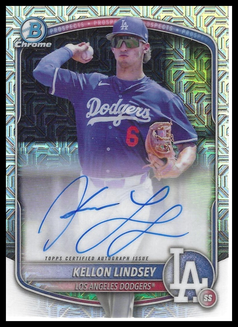 2025 Bowman Chrome #BMA-KL Kellon Lindsey Prospect Autographs Mega Mojo
