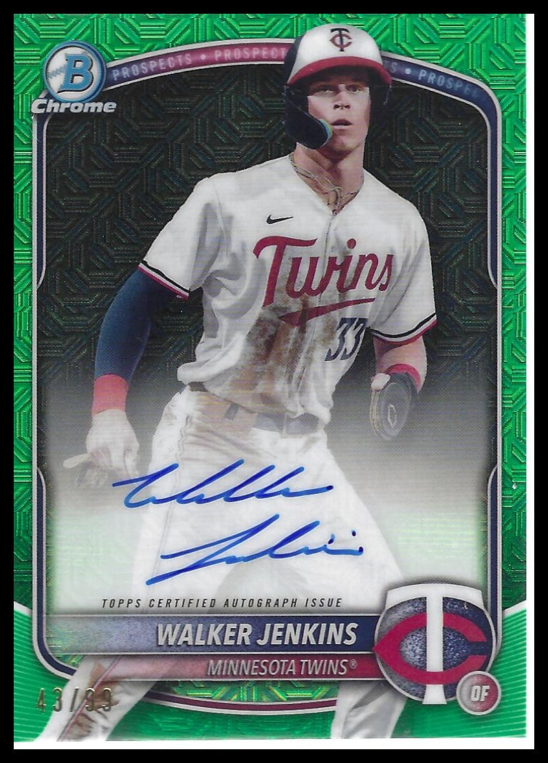 2025 Bowman Chrome #BMA-WJ Walker Jenkins Prospect Autographs Green Mojo #/99