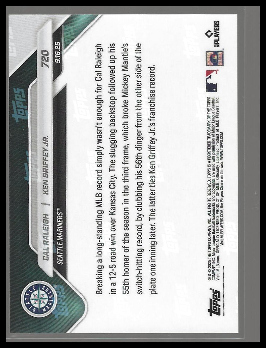 2025 Topps Now #720 Cal Raleigh / Ken Griffey Jr. Gold Foil #/50