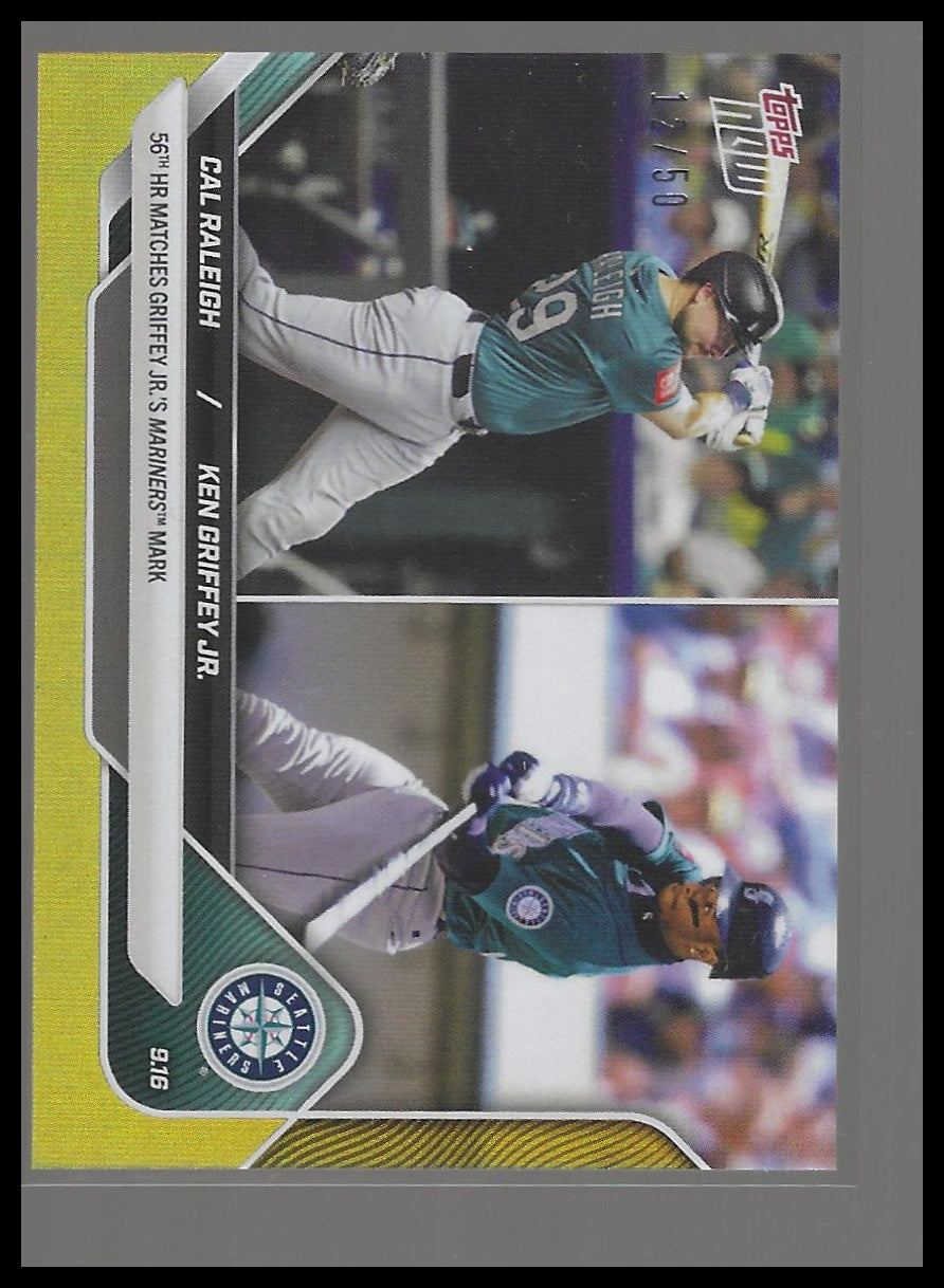2025 Topps Now #720 Cal Raleigh / Ken Griffey Jr. Gold Foil #/50