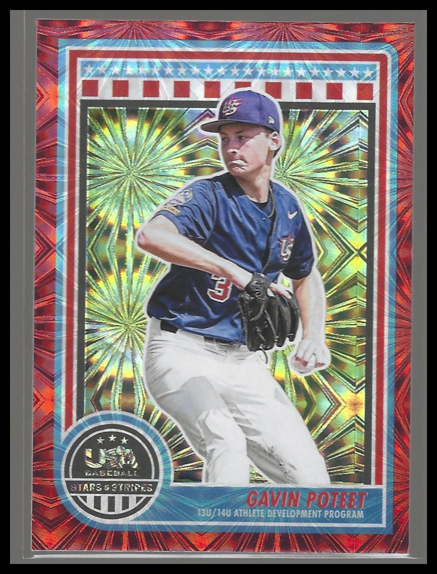 2025 Panini Stars & Stripes USA Baseball #148 Gavin Poteet Red Fireworks #/225