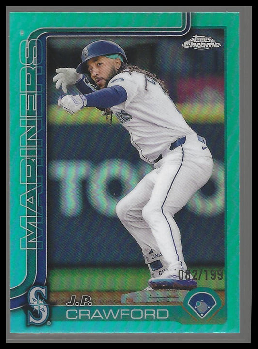 2025 Topps Chrome #181 J.P. Crawford Aqua Lava Refractors #/199