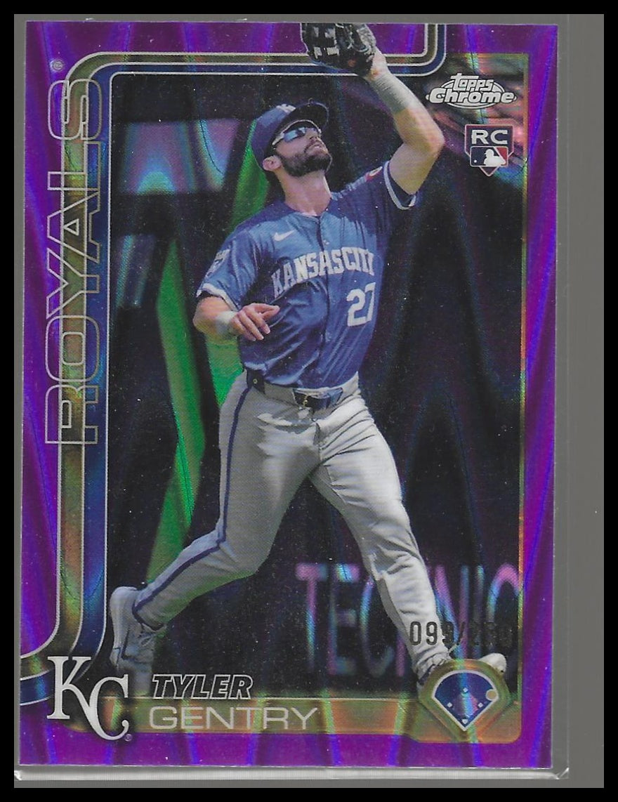 2025 Topps Chrome #218 Tyler Gentry Purple Raywave Refractors #/250