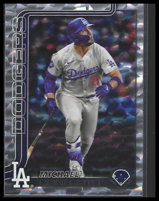 2025 Topps #476 Michael Conforto Silver Crackle Foilboard