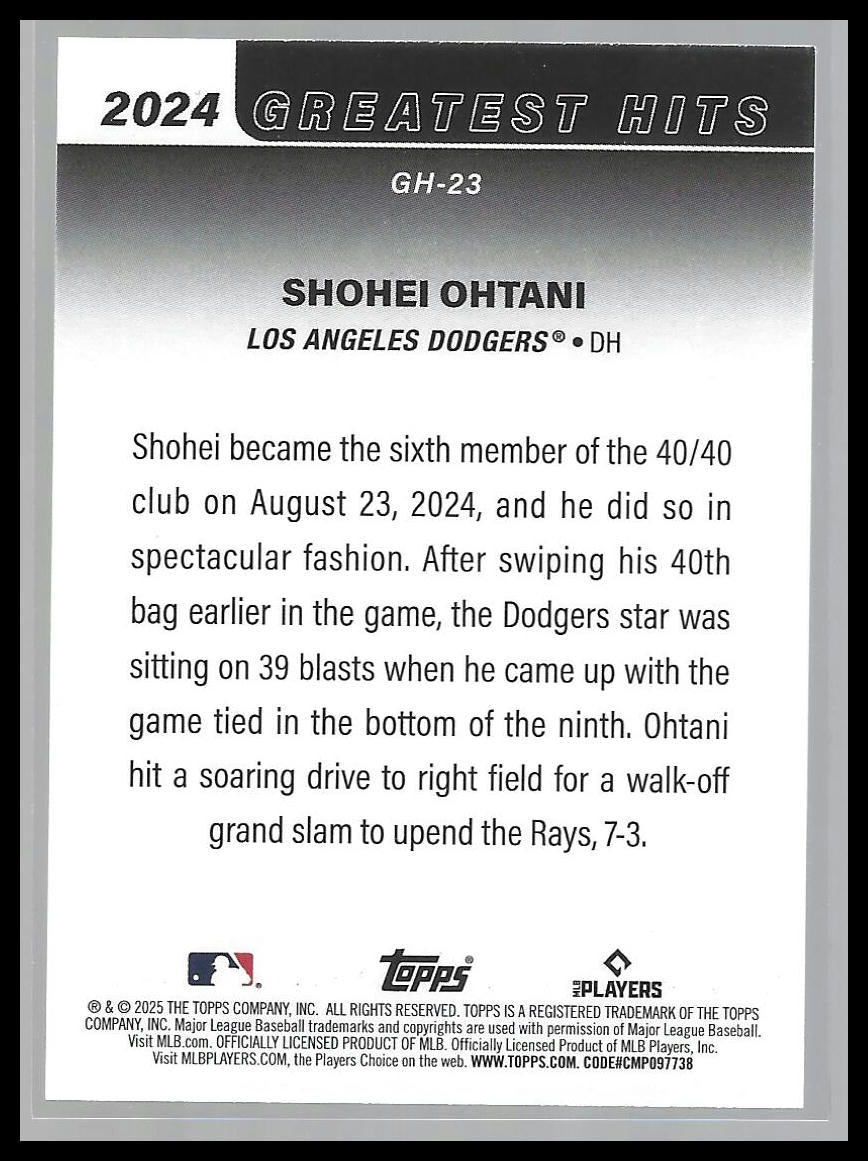 2025 Topps #GH-23 Shohei Ohtani 2024 Greatest Hits