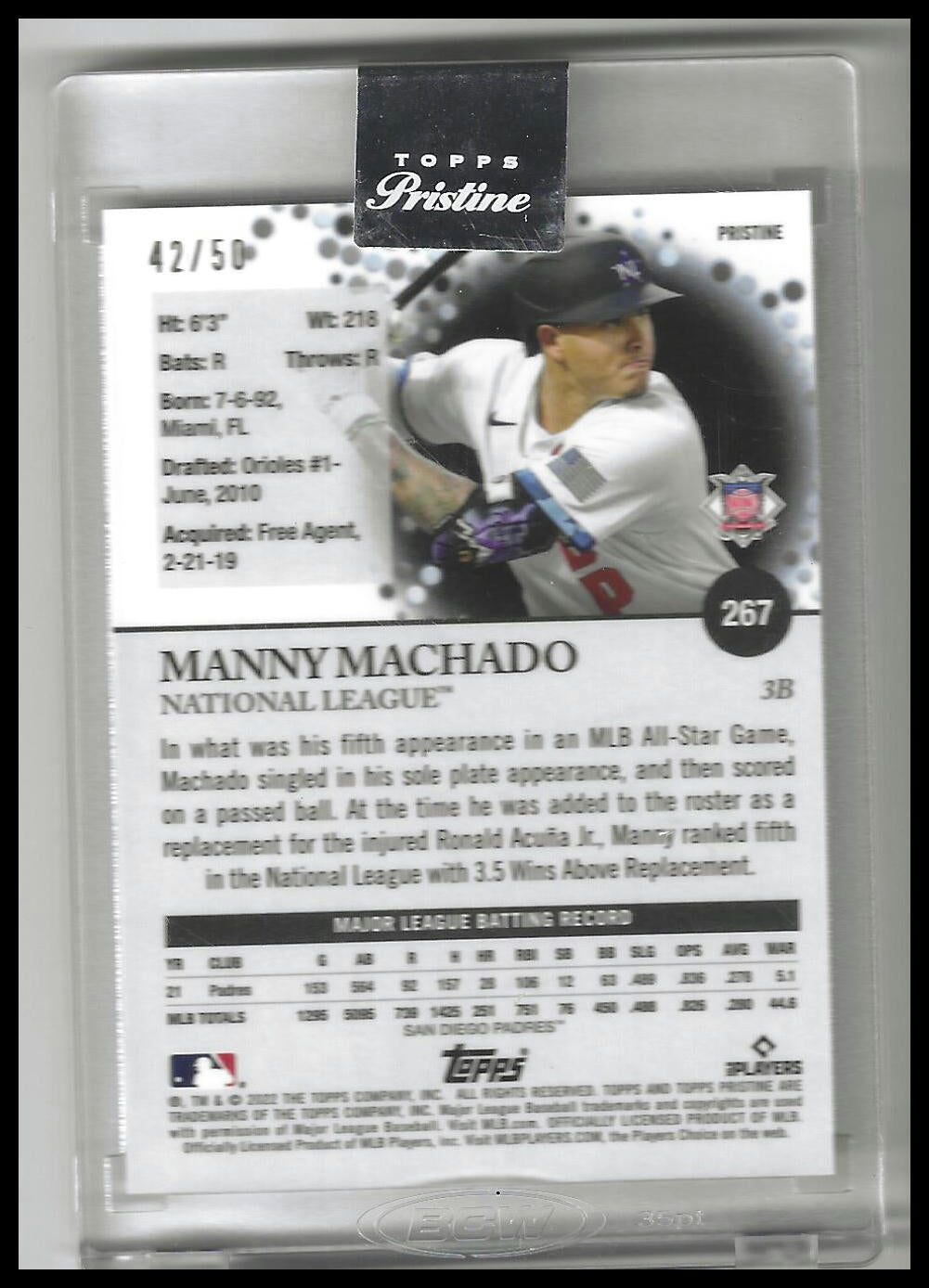 2022 Topps Pristine #267 Manny Machado Pristine Gold Refractor #/50