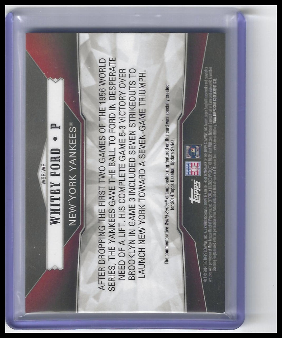 2014 Topps Update #WSR-WF Whitey Ford World Series Rings Gold #/99