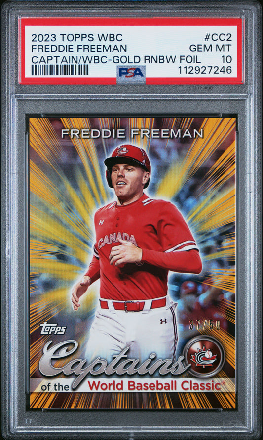 2023 Topps World Baseball Classic #CC-2 Freddie Freeman Gold Rainbow PSA 10 #/50