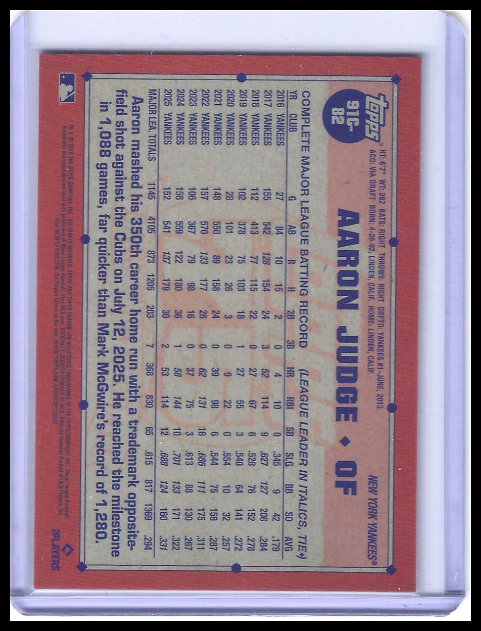 2026 Topps #91C-82 Aaron Judge 1991 Topps 35th Anniversary Chrome