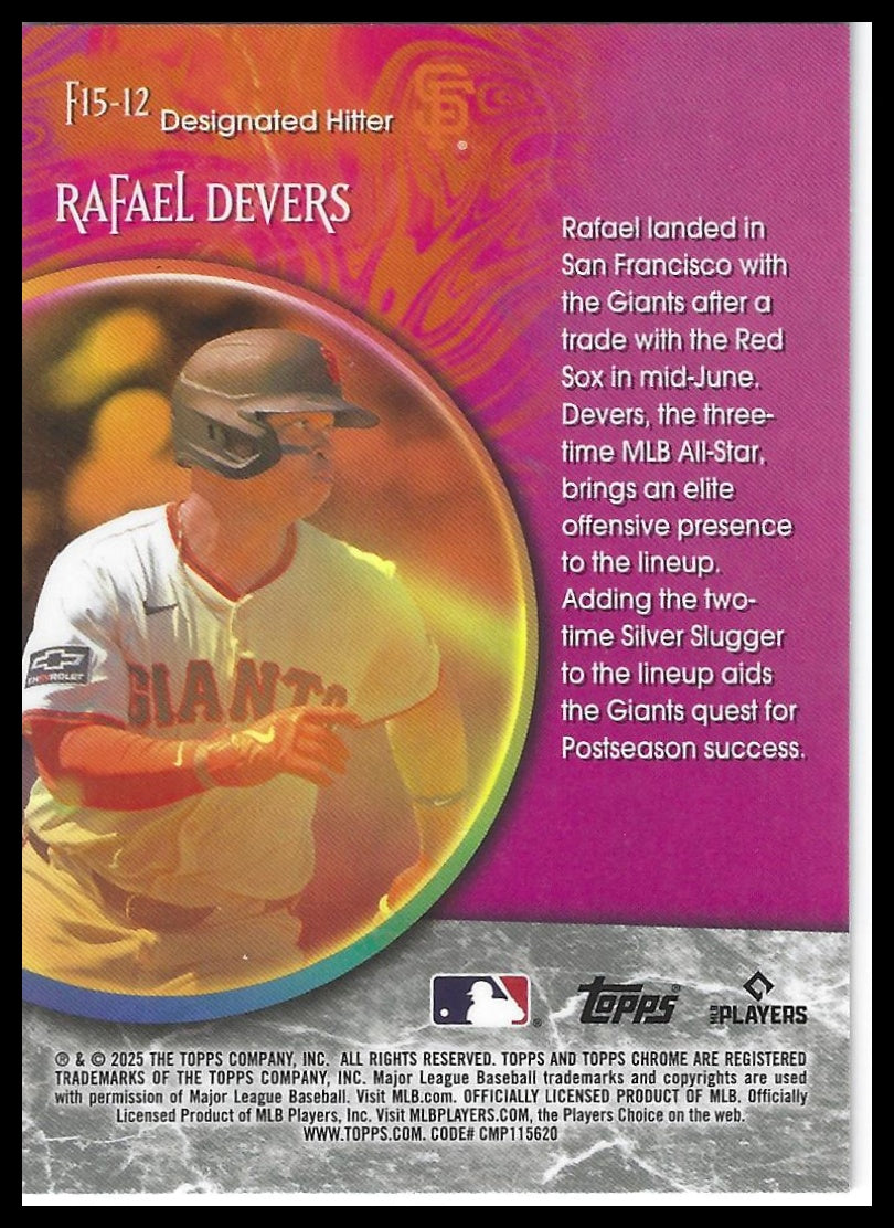 2025 Topps Chrome Update #F15-12 Rafael Devers Fortune 15