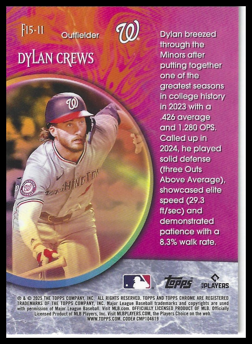 2025 Topps Chrome #F15-11 Dylan Crews Fortune 15