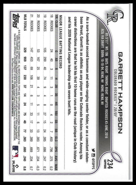 2022 Topps Chrome Sapphire Edition #234 Garrett Hampson