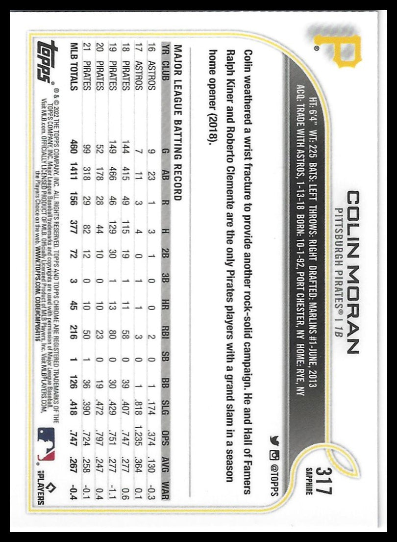 2022 Topps Chrome Sapphire Edition #317 Colin Moran