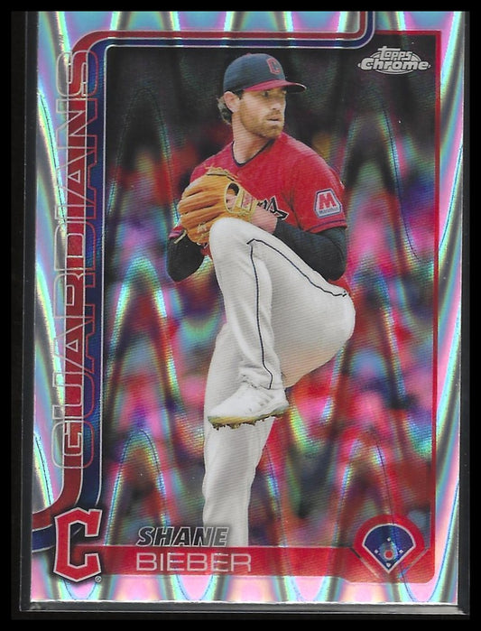2025 Topps Chrome #13 Shane Bieber Raywave Refractors