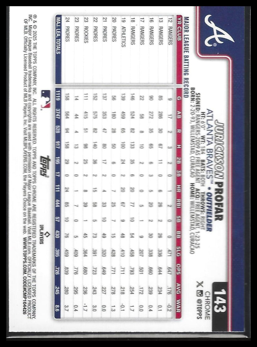 2025 Topps Chrome #143 Jurickson Profar Raywave Refractors