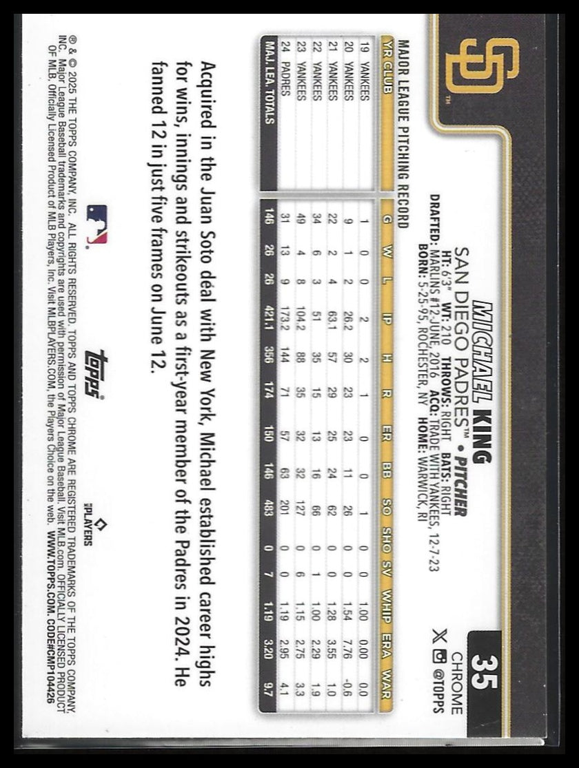 2025 Topps Chrome #35 Michael King Raywave Refractors