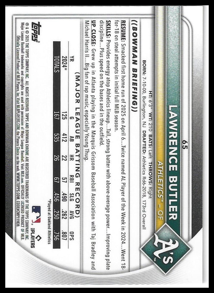 2025 Bowman Chrome #65 Lawrence Butler Mojo Refractors