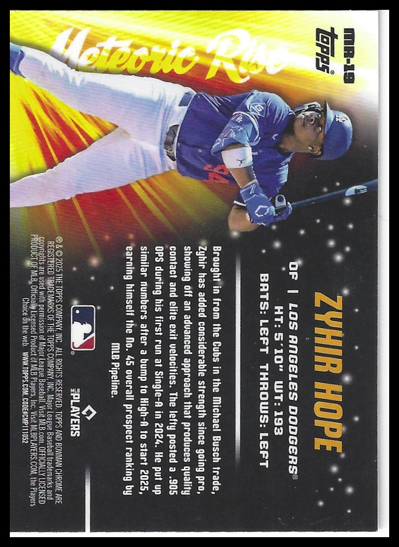 2025 Bowman Chrome #MR-19 Zyhir Hope Meteoric Rise Mojo Mega Refractor