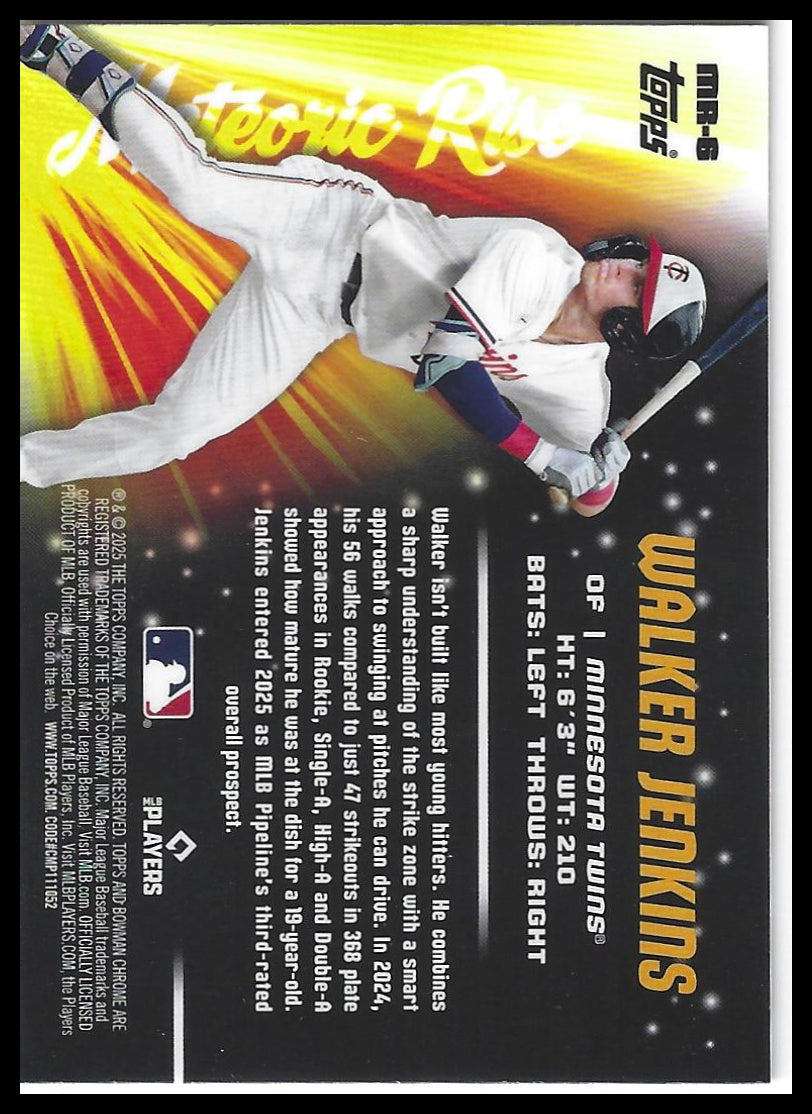 2025 Bowman Chrome #MR-6 Walker Jenkins Meteoric Rise Mojo Mega Refractor