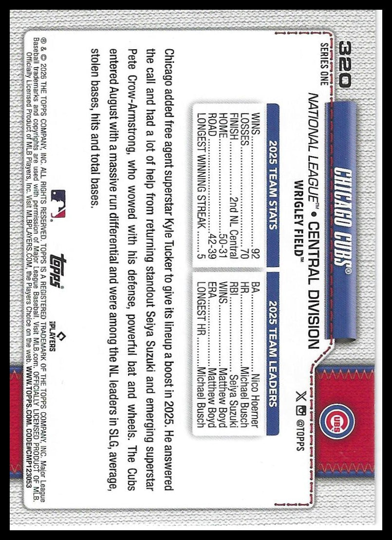 2026 Topps #320 Chicago Cubs Diamante Foil