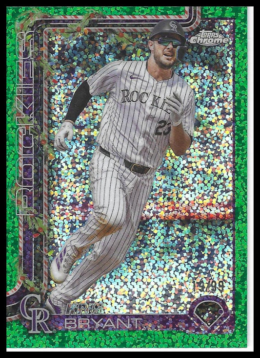 2025 Topps Holiday #HC81 Kris Bryant Chrome Green Sparkle Refractors #/99