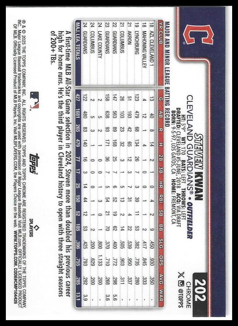 2025 Topps Chrome #202 Steven Kwan Prism Refractors