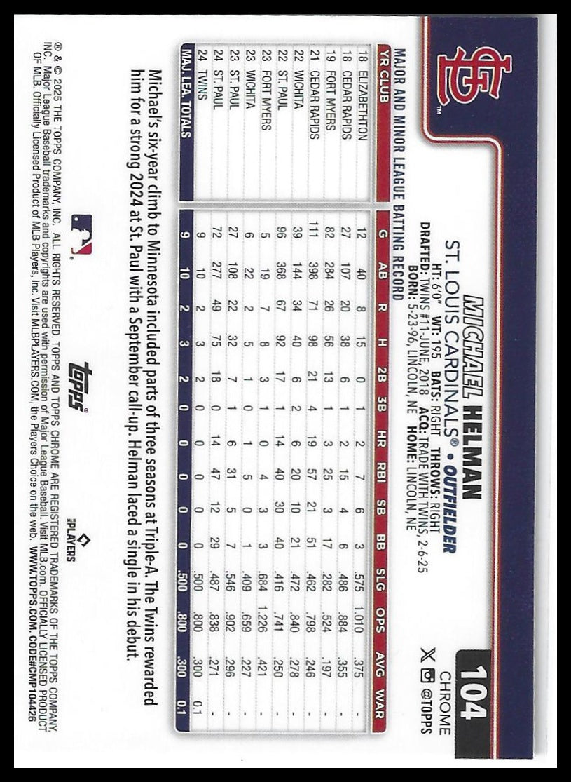 2025 Topps Chrome #104 Michael Helman Prism Refractors