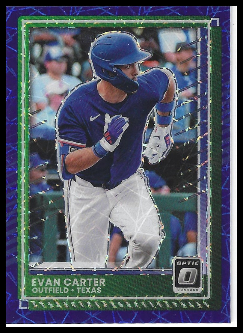 2025 Donruss #77 Evan Carter Optic Blue Velocity