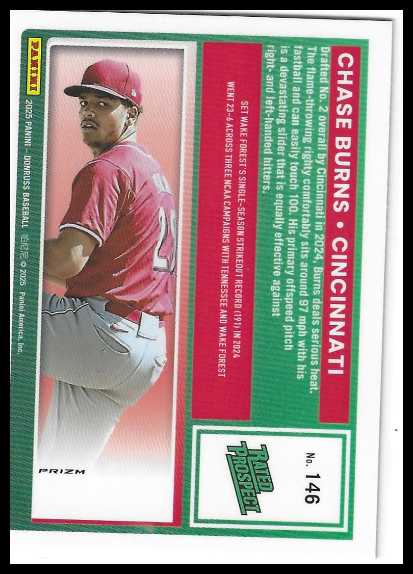 2025 Donruss #146 Chase Burns Optic Blue Velocity