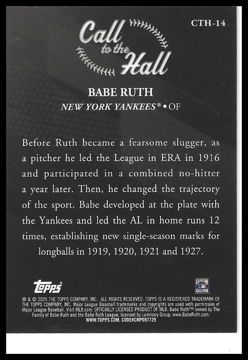 2025 Topps #CTH-14 Babe Ruth Call to the Hall