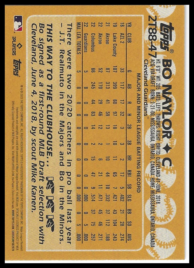 2023 Topps #2T88-47 Bo Naylor 1988 Topps Baseball 35th Anniversary (Series Two)