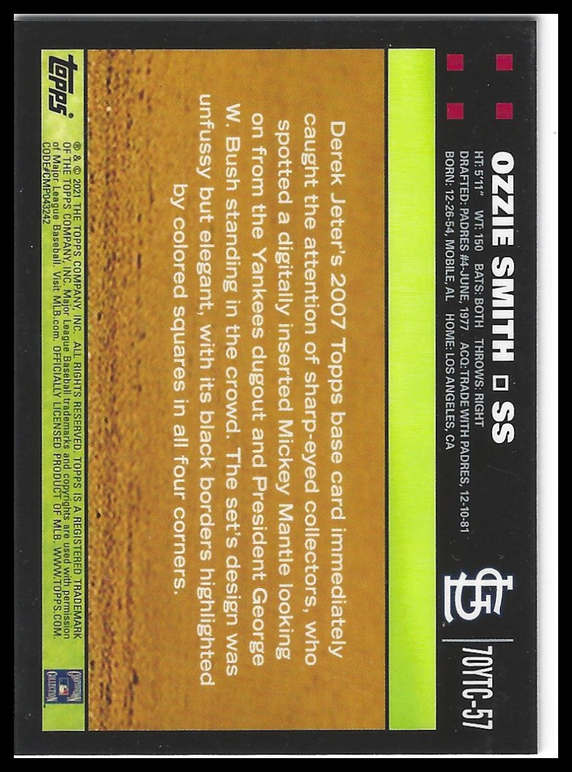 2021 Topps #70YTC-57 Ozzie Smith 70 Years of Topps Baseball Chrome (Series 1)