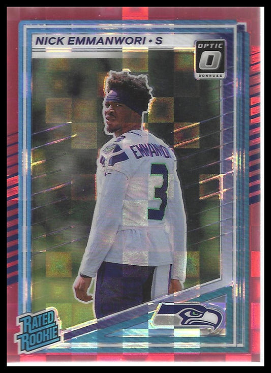 2025 Donruss #348 Nick Emmanwori Optic Rated Rookies Preview Red Pandora