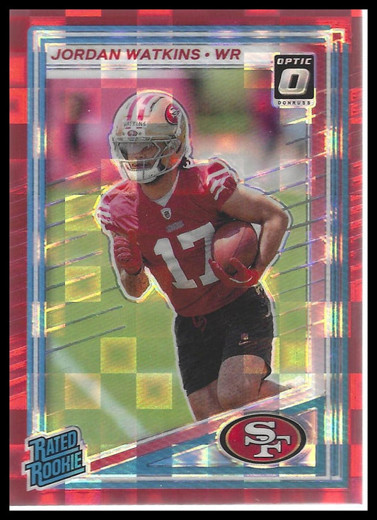 2025 Donruss #356 Jordan Watkins Optic Rated Rookies Preview Red Pandora