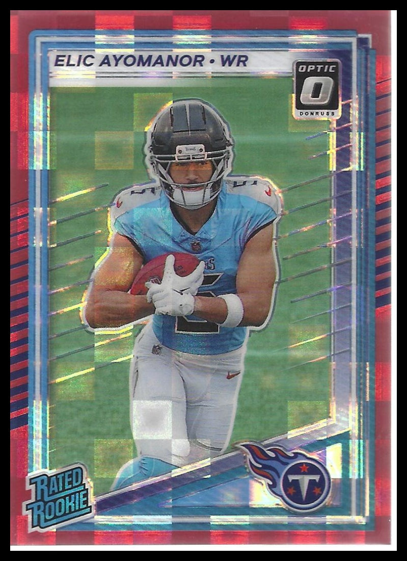 2025 Donruss #339 Elic Ayomanor Optic Rated Rookies Preview Red Pandora