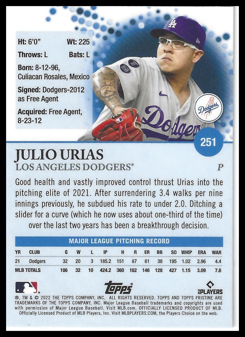 2022 Topps Pristine #251 Julio Urias